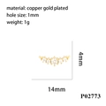 Makroaufnahme von 14x4mm vergoldetem Kupfer-Augenanhänger mit Zirkonia für Schmuckherstellung - Bogen-Zirkon-Stecker P02773