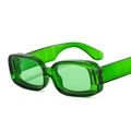 Chunky green translucent rectangular sunglasses with wide temples and retro style - C4 Green Frame Green Lens