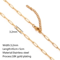 Gold plated stainless steel paperclip necklace chain with lobster clasp and extension - Small Paperclip Chain / Gold