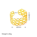 Detaillierte Größenangaben für breites, hohles goldenes Blattmuster-Manschettenarmband - Gold-Hohl-Oval-Stil