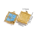 Sky blue enamel window charm in gold finish for DIY jewelry necklaces and bracelets - Window Frame Style Pendant (Z2360GC) / Blue