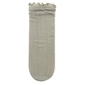 Women's hollow knit slouch socks in beige featuring elegant ruffled cuffs - One Size (34-40) / Bean Green
