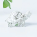 Cute natural white crystal turtle figurine made of clear resin and crushed stones - 26 White Turquoise