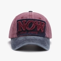 Cappellino da baseball vintage in cotone lavato bordeaux e blu con patch NOW - Regolabile / Borgogna