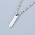 Collier minimaliste avec pendentif barre rectangulaire argentée et chaîne box pour unisexe - Couleur Acier (KN285569-KFC)