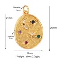 Vintage gold oval celestial pendant with mystical moon and star motifs with colored gems - Oval Evil Eye Celestial-Gold