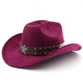 Detail of rose purple western cowboy hat with leather band and star emblem ornaments - M (56-58cm) / Burgundy
