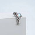 Boucle d'oreille en acier titane argenté avec cœur en zircon coloré et pendentif - Style Pendentif Cœur (A77-6#)