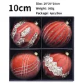 Set di 4 palline di Natale rosse floccate da 10cm con glitter argento in una scatola - Cammello