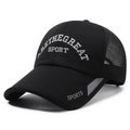 Berretto da baseball nero da uomo in mesh traspirante con ricamo sportivo e parasole - Regolabile / Nero