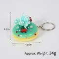 Porte-clés donut vert et jaune avec poisson menthe et détails de perles colorées - Décoration beignet couleur bonbon (avec porte-clés) / 4.50cm / Vert émeraude