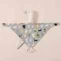 Gray baby security blanket with swan shape and colorful rabbit pattern made of soft cotton - Grey Rabbit (Goose)