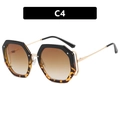C4 oversized polygonal sunglasses with leopard print frame and gold metal temples - Black Leopard Gradient Brown
