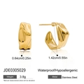 Pendientes irregulares en forma de C de acero inoxidable dorado, peso ligero 3,8g - Estilo Dorado con Textura Irregular (JDE0305029)