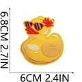 Close-up of yellow duck embroidered patch with red sunglasses showing 6.8cm size - Style 9 Duck with Heart Sunglasses