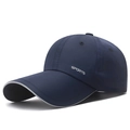 Dark blue quick-dry sports baseball cap with white SPORTS lettering and grey brim edge - Adjustable / Navy Blue