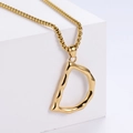 Collier pendentif lettre D en or 18 carats poli avec texture lave sur chaîne box - Lettre D Dorée Pendentif Uniquement (Sans Chaîne)