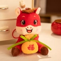 Cute red horse zodiac mascot plush pendant keychain with yellow lucky bag decoration - Horse Pendant - Holding Lucky Bag / 10-15cm