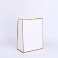 Vertical white kraft paper gift bag with elegant gold trim and sturdy handles - Gold Frame White; 15*8*21 (small Vertical)