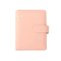 Pink leather RFID passport wallet with gold airplane icon and snap closure - Lotus Pink