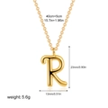 Stainless steel 18K gold plated letter R pendant necklace with dimension markings - Letter R