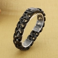 Pulsera para hombre de acero de titanio con cadena de hueso de dragón y acabado negro - Negro