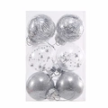 Pack of 6 silver Christmas ornaments in transparent box with glitter and matte finishes - 6cm / Silver