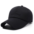 Black cotton baseball cap with 3D Creative embroidery and extended curved brim - Adjustable / Black with Black Embroidery
