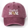 Casquette de baseball bordeaux délavée avec broderie blanche Football MOM et motif rugby - Taille unique / Bordeaux