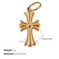 Colgante de cruz vintage minimalista en acero inoxidable dorado con medidas - Cruz Pulida Simple (PJ373G)
