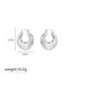 Macro shot showing wavy chunky hoop earrings dimensions: 3.2cm height and 2.8cm width - C-irregular Texture-Silver