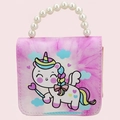 Pink unicorn crossbody bag with pearl handle and tie-dye pattern for girls - Unicorn 2-Tie Dye Purple
