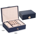 Navy blue leather jewelry box with velvet interior and multi-layer storage compartments - 23*17*8.5cm / Navy Blue