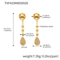 Detaillierte Maße für goldene Zirkonia-Ohrhänger mit Längen- und Breitenangaben in cm - Quaste Zirkon Ohrringe