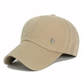 Berretto da baseball in cotone lavato kaki con scritte ricamate e stemma metallico laterale - Cachi