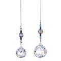 3pcs crystal prism suncatcher set with purple and blue beads and clear faceted balls - Small and Large Crystal Balls