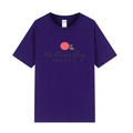 Dark purple cotton T-shirt featuring Mother's Day Brunch print and pink rose graphic - XS / Tops / Purple