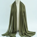 Muslim chiffon hijab in deep olive green with elegant drape and fine finished edges - 80