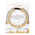 Verstelbare armband met natuurlijke gele citrien kralen op een witte cadeaukaart - Citrien Stijl (FK2278) / 19cm