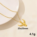 Gold bull head pendant necklace in stainless steel o-chain, size 25x25mm and weight 4.1g - Bull Head / Gold