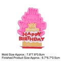 Rosa Silikonform mit Happy Birthday Tortendesign für Fondant und Backen - 2# Happy Birthday Tortenform / Rosa