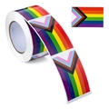 Rainbow progress pride flag stickers in a roll, square adhesive labels for decoration - Progress Pride Flag (Style A)