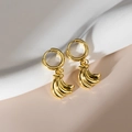 Elegant gold-plated stainless steel hoop earrings featuring creative banana-shaped charms - Gold - Banana Shape