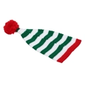 Christmas elf knit hat featuring festive red, green and white stripes with a red pompom - Red Green White Striped Style With Red Ball (E)