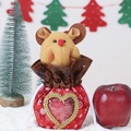 Christmas reindeer gift bag with a heart-shaped window and red snowflake drawstring design - Heart Reindeer Bag