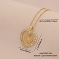 Gold plated copper necklace with double heart pendant and pavé cubic zirconia details - Grid Texture Double Heart Style (8#)