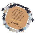 Adjustable beaded bracelet with Amazonite and black matte stones on a To My Mom card - To My Husband-Morse Bracelet