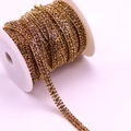 Double-row champagne rhinestones on a gold-plated metal chain, roll for DIY jewelry - 1 Yard/Pack / Crystal Yellow+Crystal Yellow