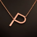 Elegant rose gold plated necklace featuring a polished minimalist letter P pendant - Rose Gold P