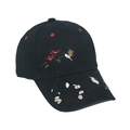 Black baseball cap with exquisite crane and plum blossom embroidery in a classic style - Black Bird